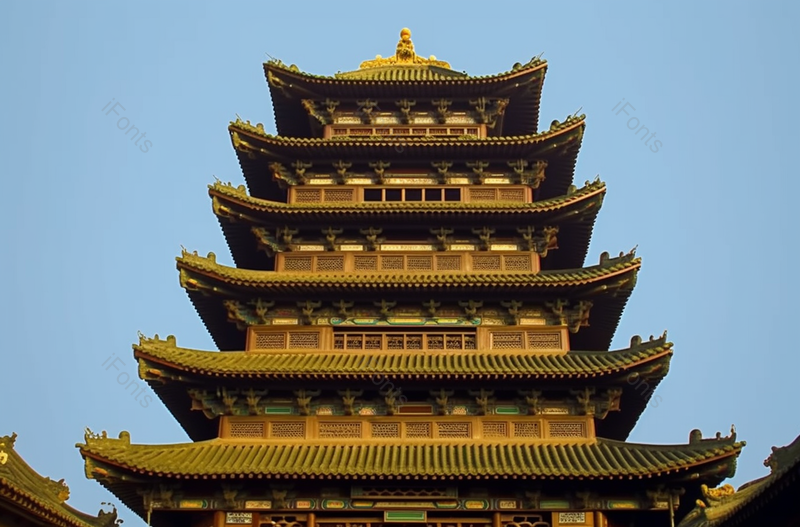 黄色古风高塔建筑寺庙,高清,摄影图,摄影图片,图片大全,摄影图免费下载